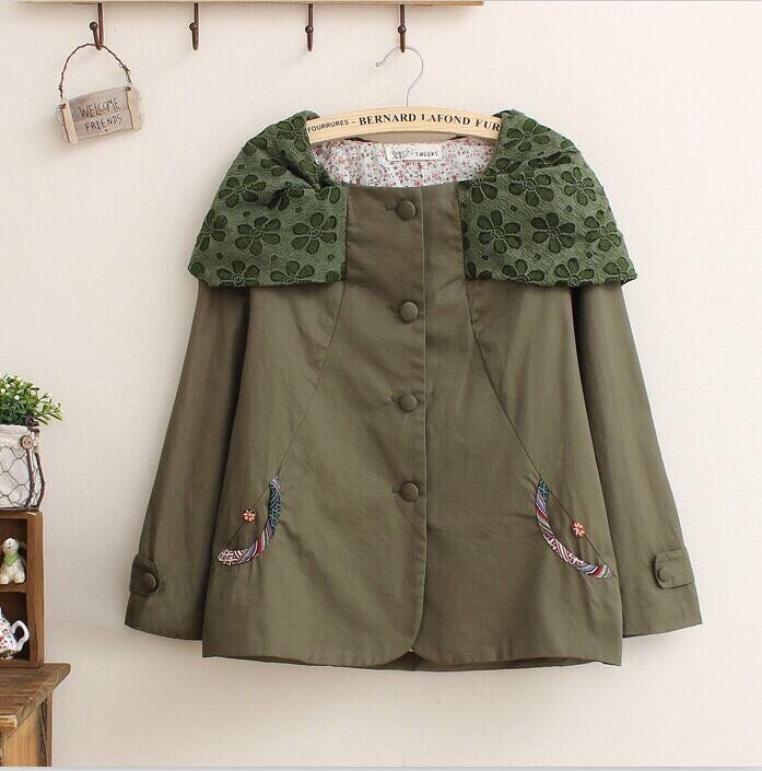เสื้อคลุมสูทผ้าฝ้ายนุ่มปกลูกไม้-B40