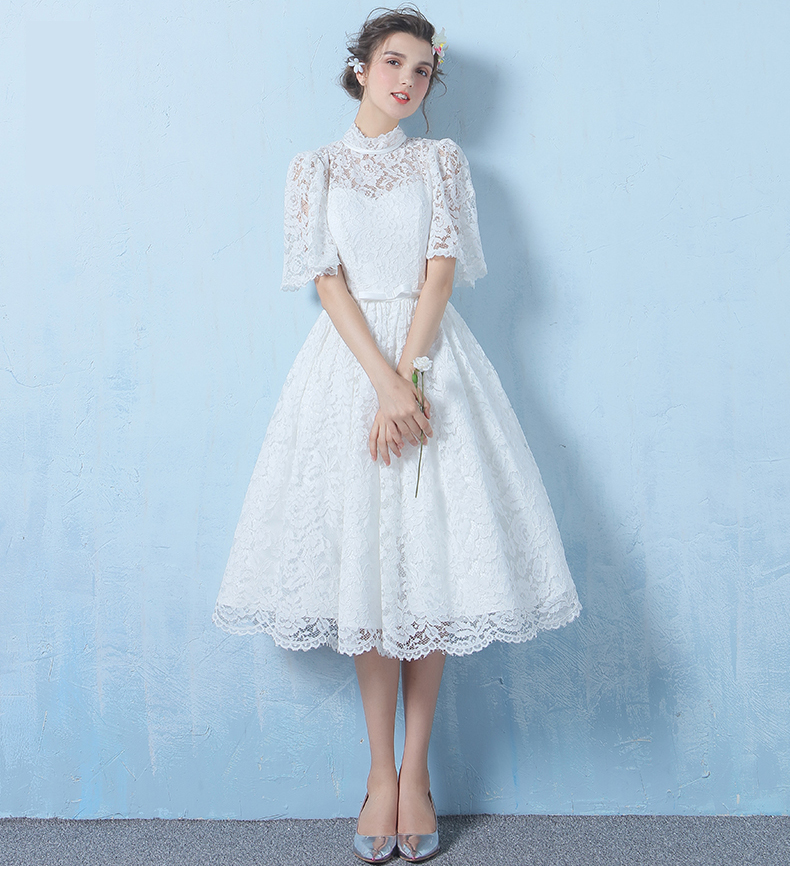 พร้อมส่ง เดรสขาว พรีเวดดิ้ง สวยหวาน ลูกไม้ (ซิปหลัง)