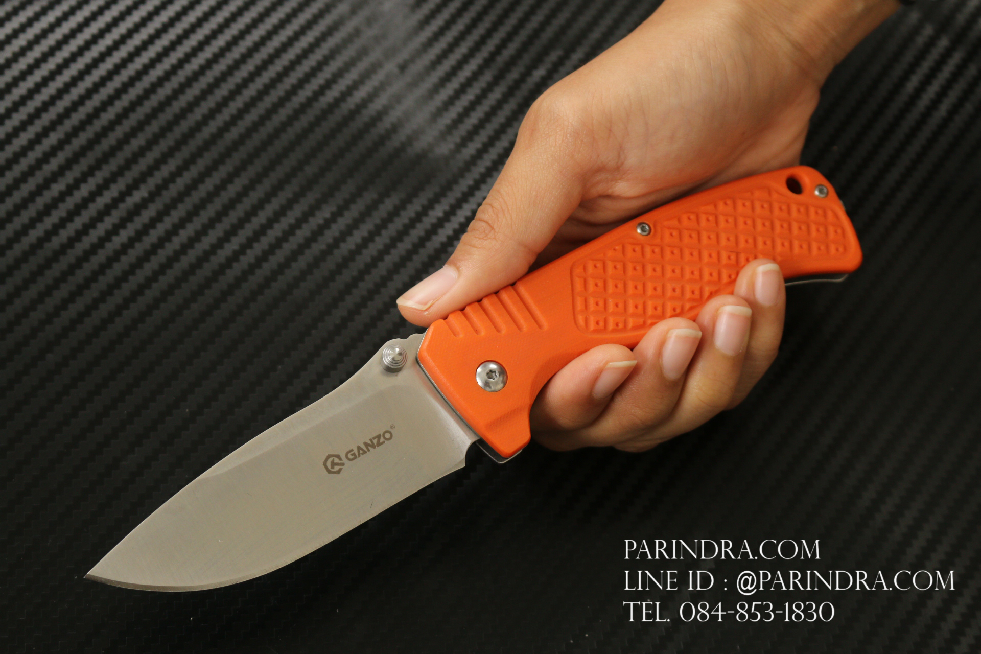 มีดพับ Ganzo กานโซ่ รุ่น G722 OR สีส้มแสด หนาถึก แข็งแกร่ง ของแท้ 100%
