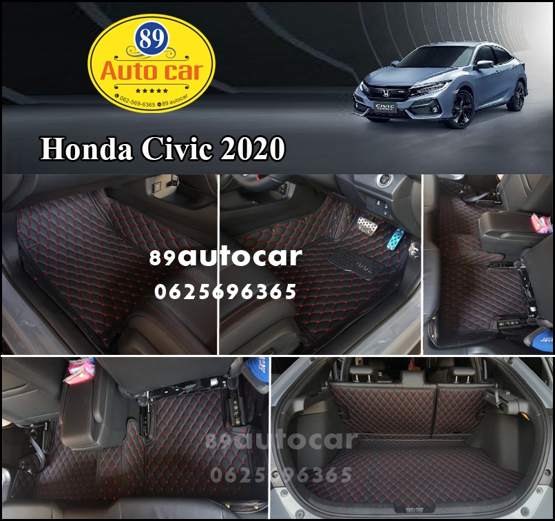 สั่งตัดพรมปูพื้นรถยนต์ Honda Civic 2019-2020 5 ประตู เข้ารูป เต็มคัน