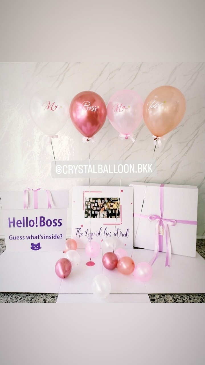 Surprise Box กล่องเซอร์ไพรส์ในโอกาสพิเศษต่างๆ Theme พาสเทล พร้อมตกแต่ง ลูกโป่ง 4 ลูก สามารถใส่รูปได้ 2 รูป สามารถเปลี่ยนสีลูกโป่ง/เปลี่ยนข้อความได้