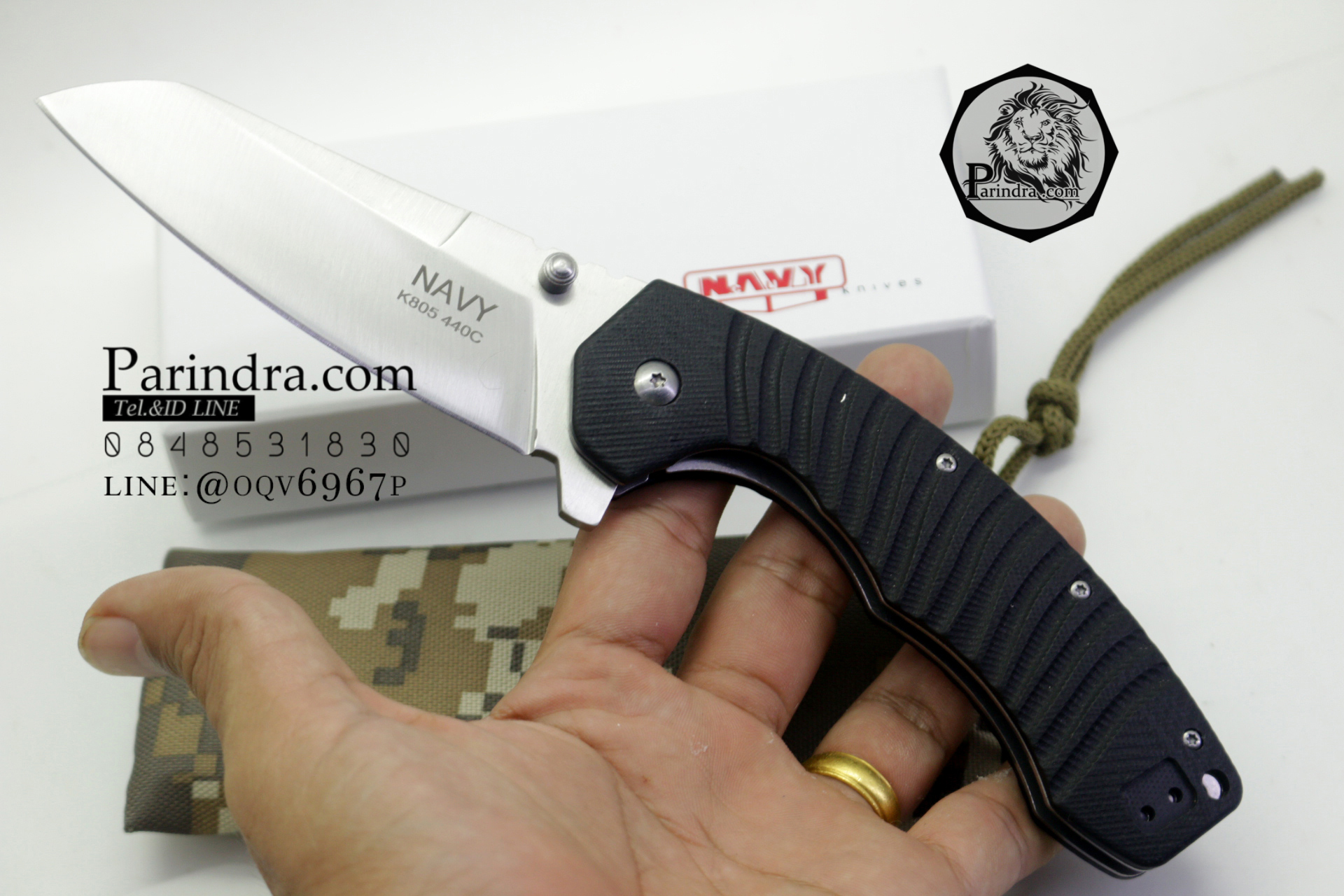 มีดพับ Navy รุ่น K805B สีดำ ด้าม G10 ทรงสวย ของแท้ 100%