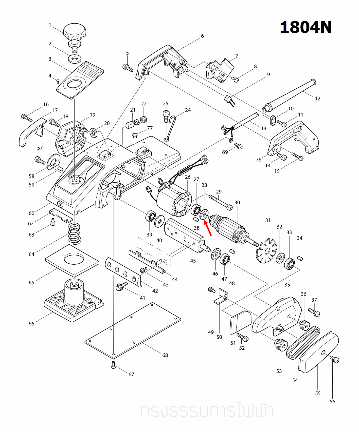 แหวนยางกันฝุ่นใหญ่ กบไสไม้ไฟฟ้า Makita 1600 [#22], 1804N [#28], 1805N [#47], 2414 [#36], 5402 [#39], HM1201, 3501N, 5103N, 5201N, 5401N Pn.213051-6 (แท้) ##(*)