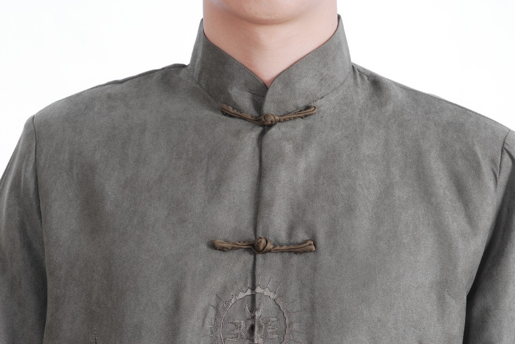 Pre-order ชุดจีน เสื้อจีนชาย แขนยาว สีเทา