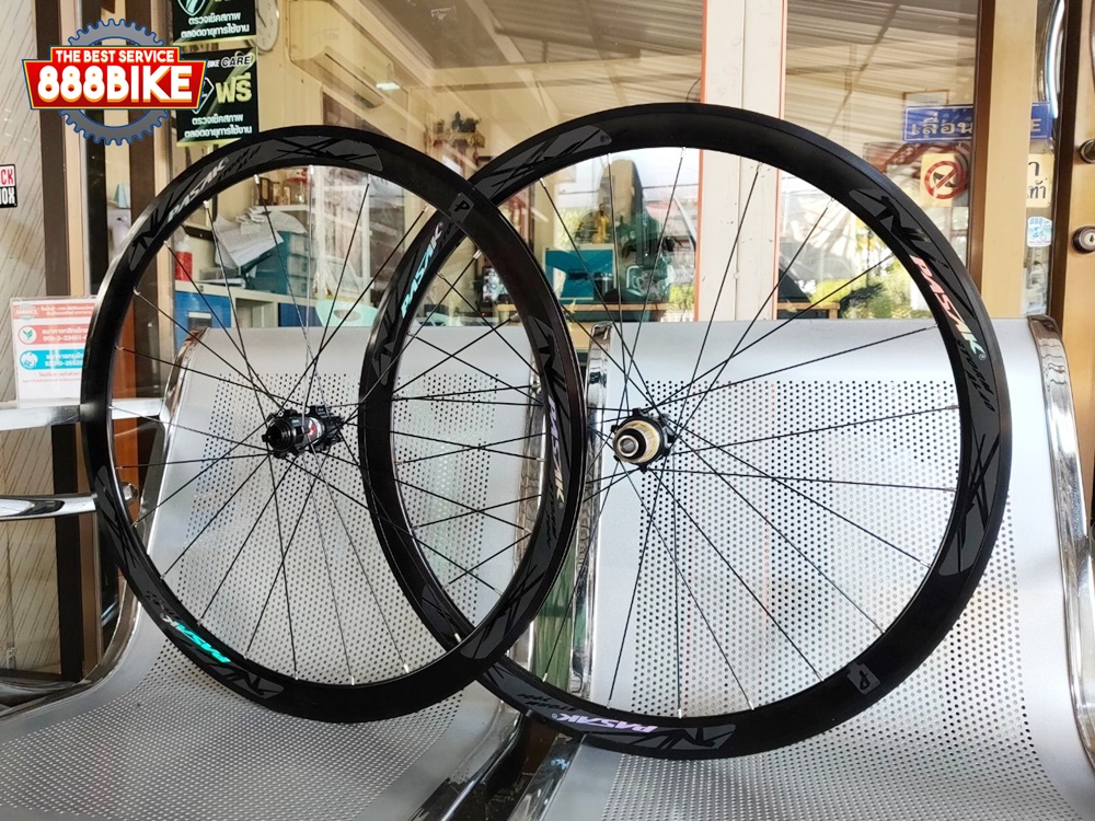ชุดล้อเสือหมอบดิสเบรค PASAK DISC Wheelset Road Wheels Disc Brake Thru Axle F12 F15X100 R12X142 V C Brake 24 Holes 40mm Clincher Bicycle Wheels 23c 28c