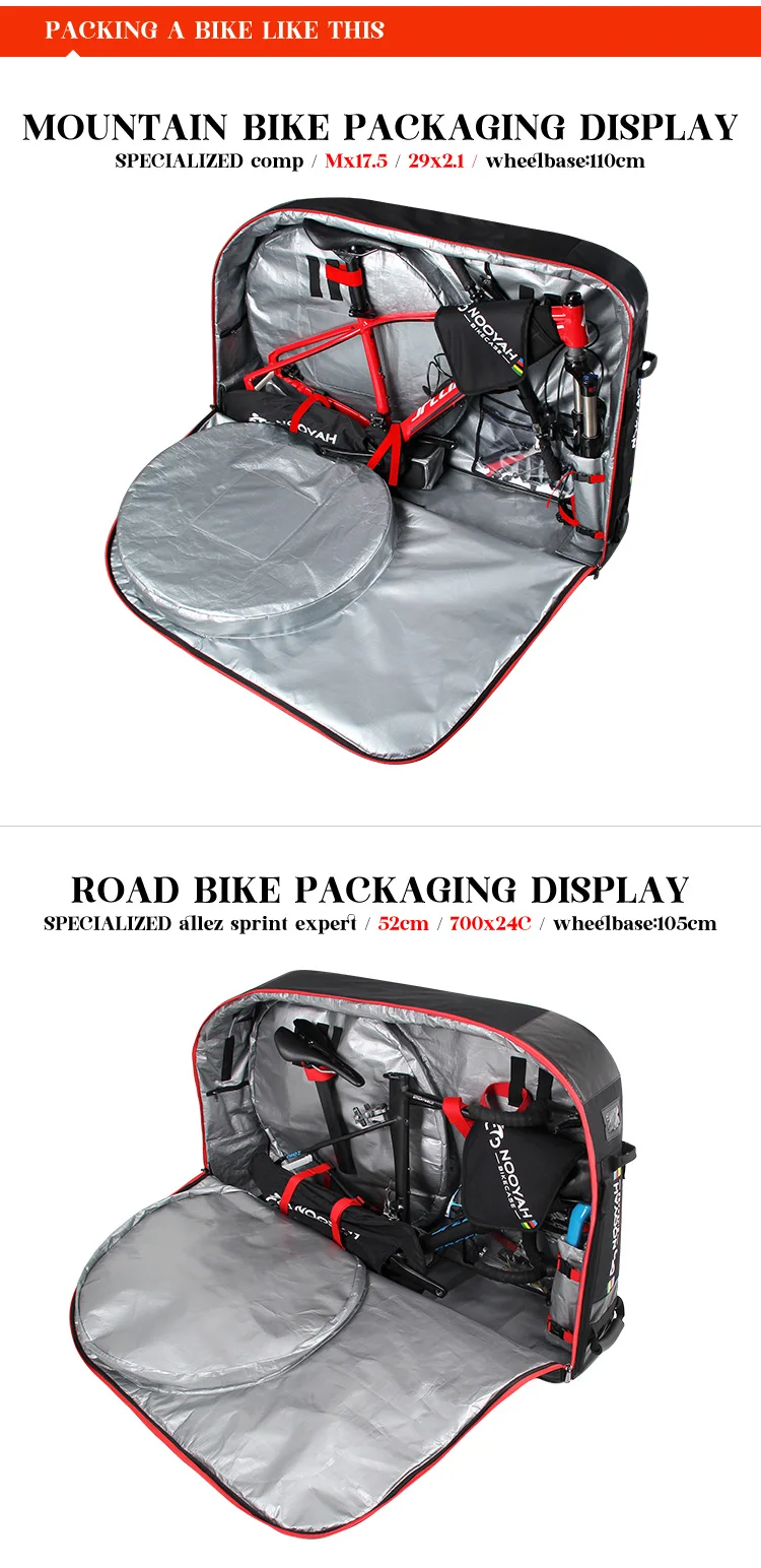 NOOYAH BK012 กระเป๋าจักรยานเดินทาง ป้องกันครบ 8 จุด | รองรับทุกประเภท