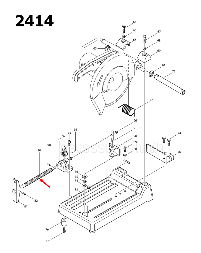VICE SCREW แท่นตัดไฟเบอร์ Makita มากีต้า 2414 [#99], 2414NB [#51] Pn.322239-8 (แท้) ##(*)