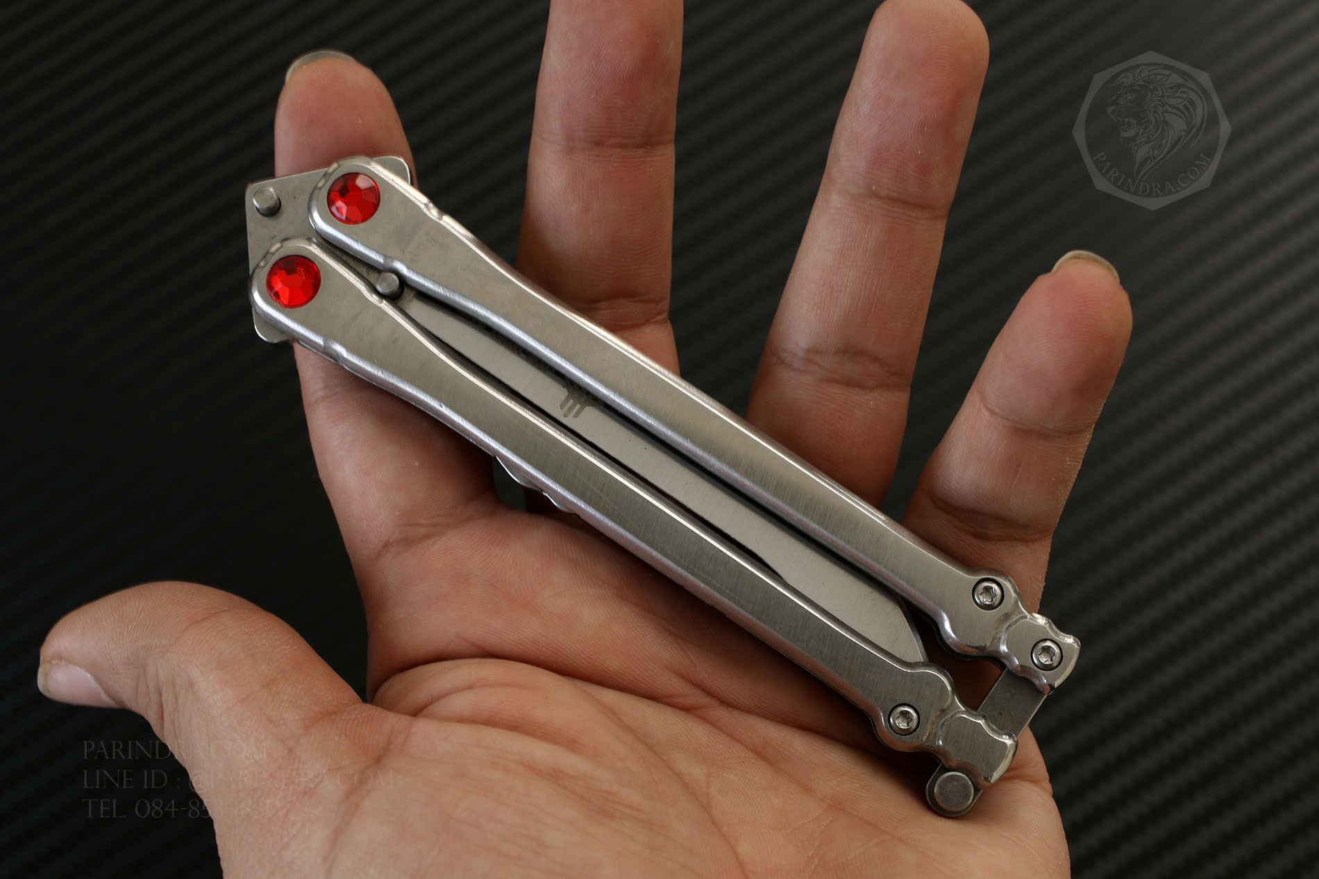 มีดปีกผีเสื้อ Balisong JINJUNLANG ด้ามกระดูก เพชรแดง