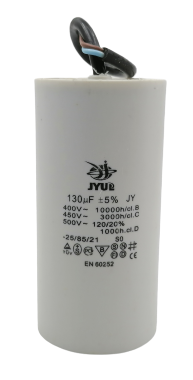 คาปาซิเตอร์ 130uf 450v.(กลม-สายไฟ)