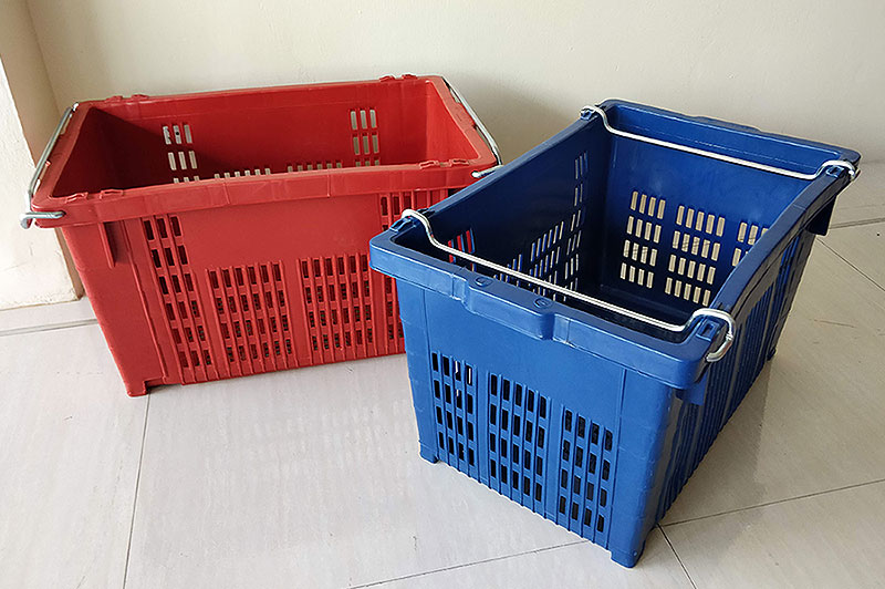 ตะกร้าผลไม้หูเหล็ก ลังผลไม้ 25 กิโล ขายส่งเริ่มต้น 140 บาท(20ใบ+) ขนาด38x59x33 เบอร์ 427