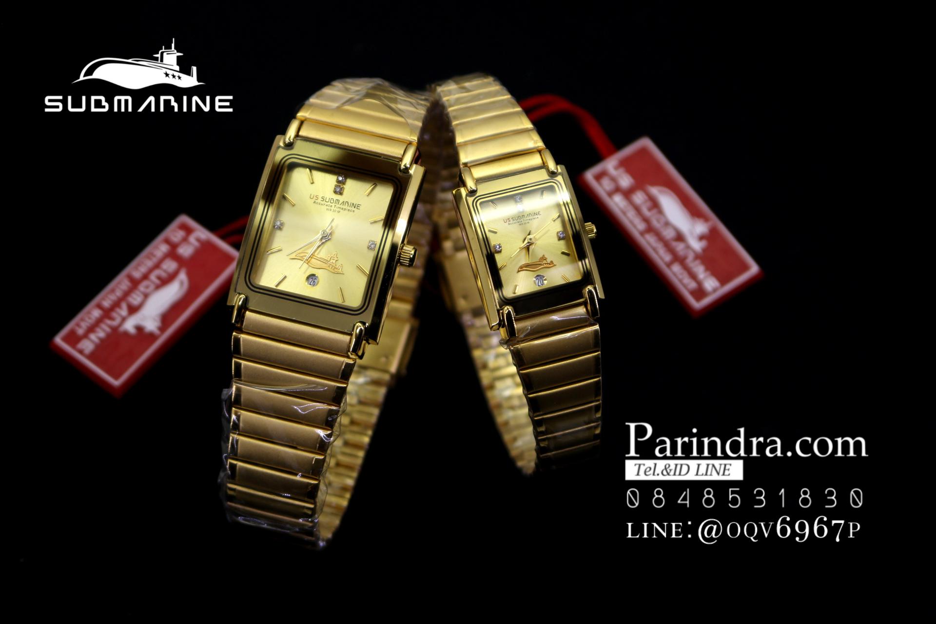 นาฬิกา US submarine รุ่น S1002M เรือนทองใหญ่สายทองหน้าปัดทอง