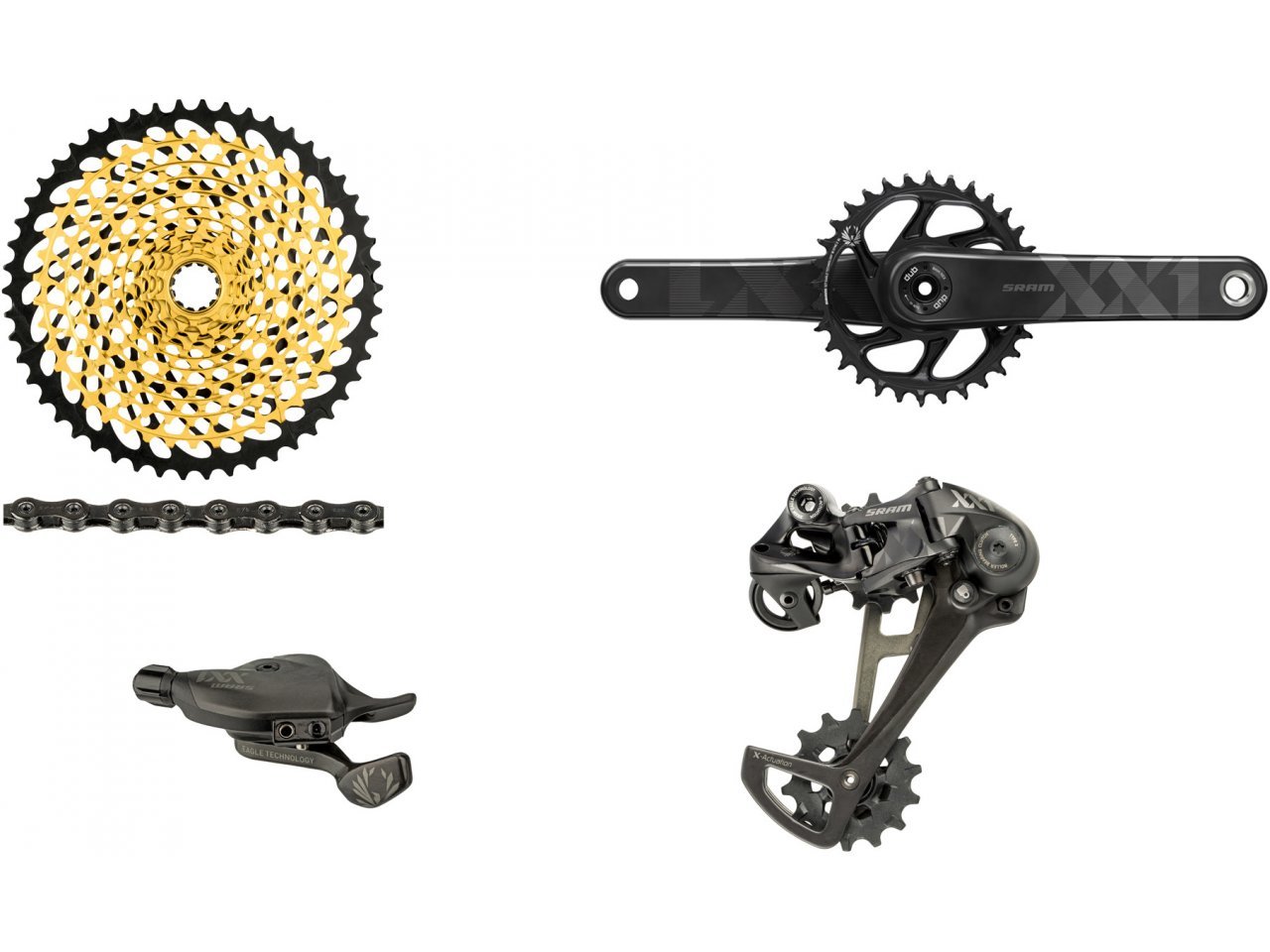 ชุดขับเคลื่อน SRAM XX1 EAGLE GROUPSET DUB , 1X12 SPEEDs (ไม่รวมกะโหลก) สีดำ
