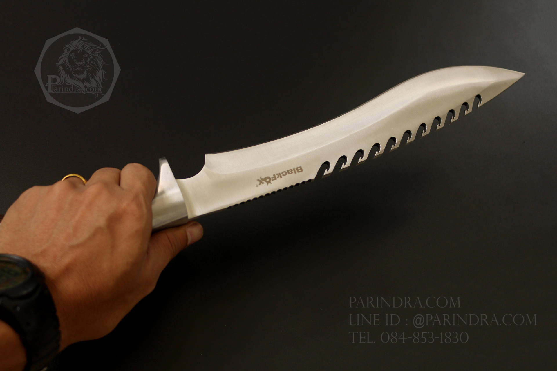 มีดใบตาย Blackfox Black FOX สันมีดหยัก ขนาด 17 นิ้ว มีดเดินป่าทรงกรูข่า Kukri