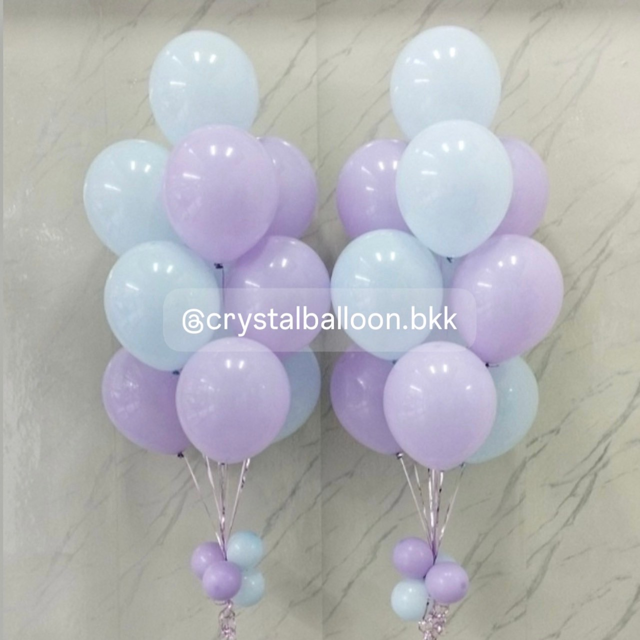 ลูกโป่ง วันเกิด ช่อลูกโป่งพาสเทล สีฟ้า-ม่วง ช่อ 10 ลูก 2 ช่อ พร้อมตกแต่ง สามารถเปลี่ยนสีลูกโป่ง/เปลี่ยนข้อความ/เปลี่ยนขนาดได้