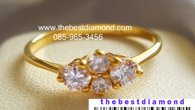 แหวนเพชรเม็ดกลม 4 เม็ดค่ะ หวานๆ เรียงเพชรน่ารักดีค่ะ ดูลงตัวดีคะ ชุปทองแท้ 24 K BR060
