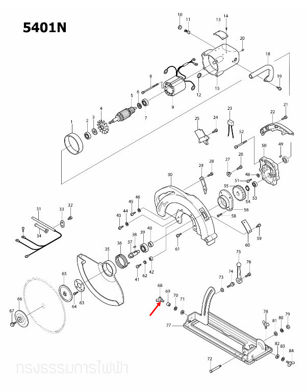 น๊อตหางปลา M6X25 เลื่อยวงเดือน Makita มากีต้า 3501N [#45, #68], 5103N [#76], 5401N [#68], 5402 [#76] Pn.924336-2 (แท้) ##
