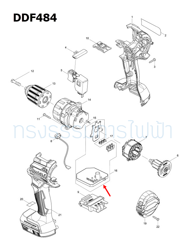 Controller ไขควงกระเเทกไร้สาย Makita มากีต้า DHP484, DDF484 Pn.620548-2 (แท้) ##