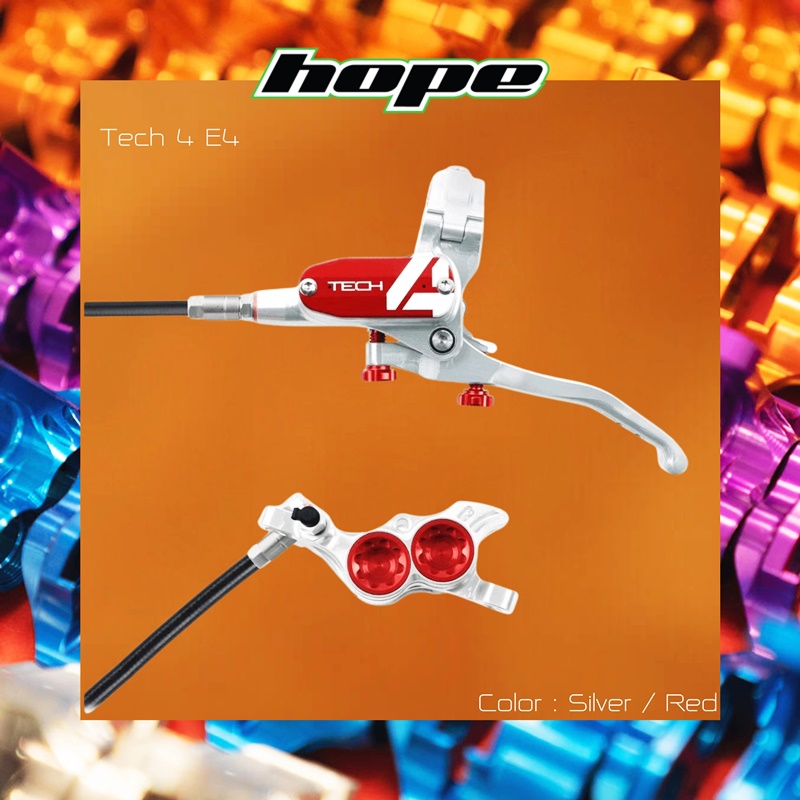 ชุดดิสเบรคหน้า-หลัง HOPE TECH4 E4 NO-ROTOR BRAKE SET (front+rear) "Our hard hitting downhill brake"