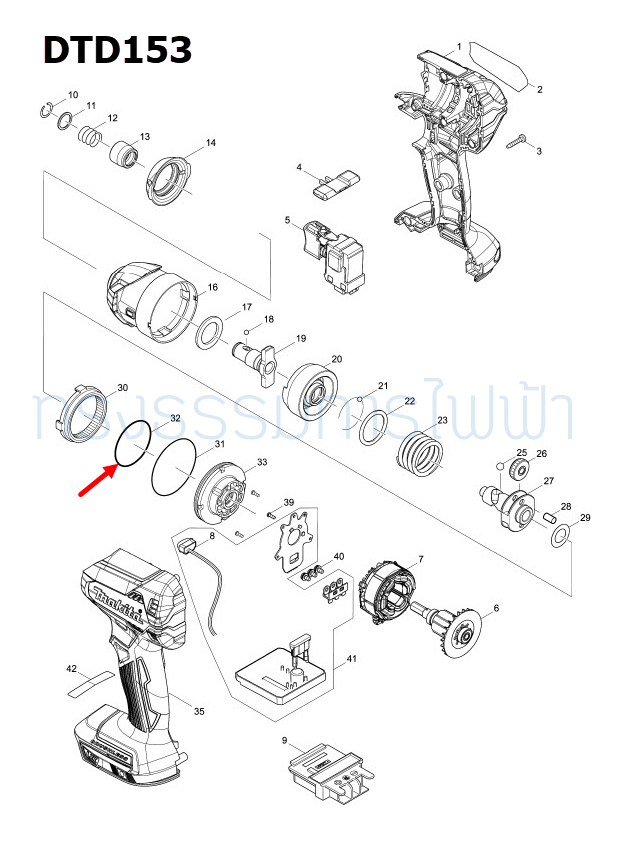 โอริง 40X2 สว่านไร้สาย Makita มากีต้า HR3520 [#24], DTD153, DTD154 [#32] Pn.213507-9 (แท้) ##