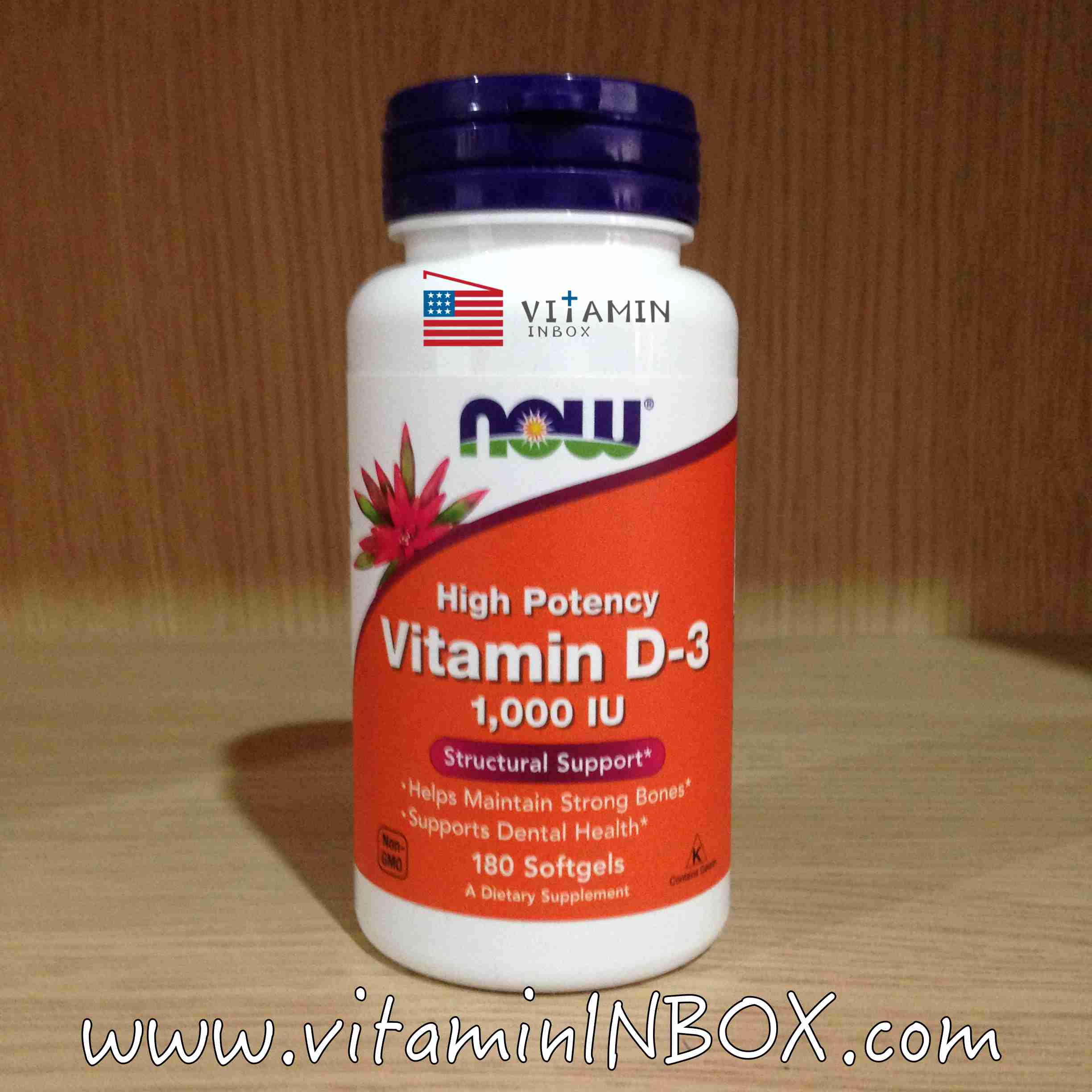 Now Foods, Vitamin D-3, High Potency, 1000 IU, 180 Softgels