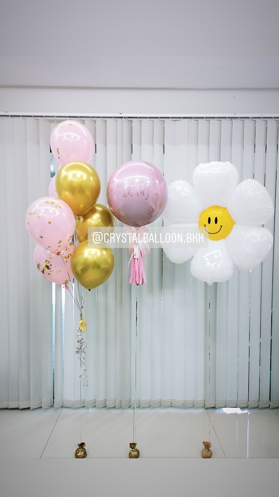 ลูกโป่ง วันเกิด ฟอยล์กลม USA ขนาด 18" สีชมพู พร้อม ดอกเดซี่ 1 ดอก พร้อม ช่อลูกโป่ง ช่อ 7 ลูก 1 ช่อ พร้อมตกเเต่ง สามารถเปลี่ยนสีลูกโป่ง/เปลี่ยนข้อความ/เปลี่ยนขนาด/เปลี่ยนฟอยล์ตกแต่งได้