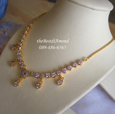 NL005+++สร้อยคอสังวาลย์เพชรหุ้มแบบมีตุ้งติ้ง+++ ดูดี เก๋ไก๋ไม่เวอร์มาก แบบเรียบหรู ดีไซน์Modern