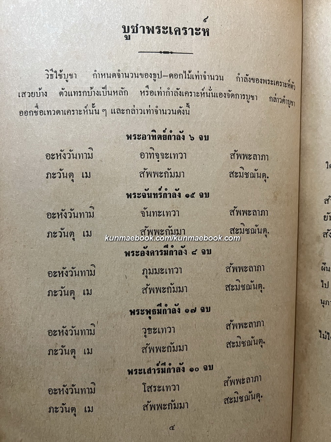 เทวดาอัฏฐะเคราะห์และฤกษ์ โดย ชุ่ม จันทนบุบผา ( รองอำมาตย์โท )