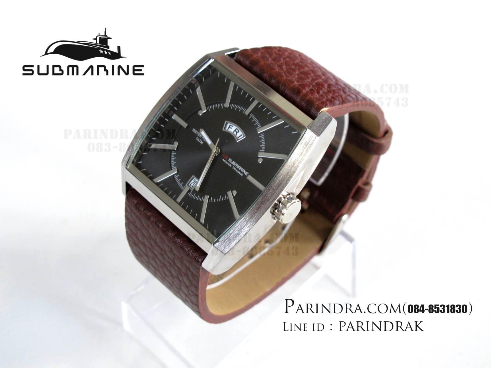 นาฬิกา US Submarine J103MDD ของแท้ 100 % สายหนังน้ำตาลหน้าปัดดำ