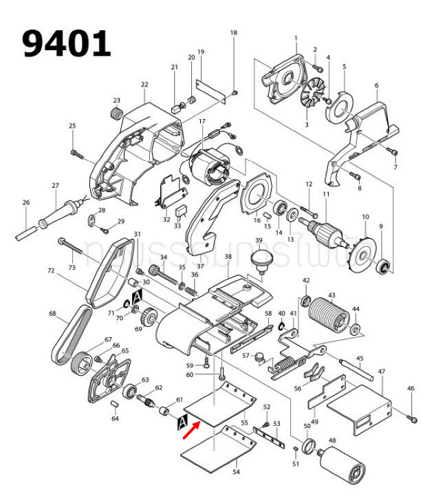 RUBBER PLATE เครื่องขัดกระดาษทราย Maktec-มาคเทค MT940, MT941 [#57], 9401 [#55] Pn.424058-9 (แท้)