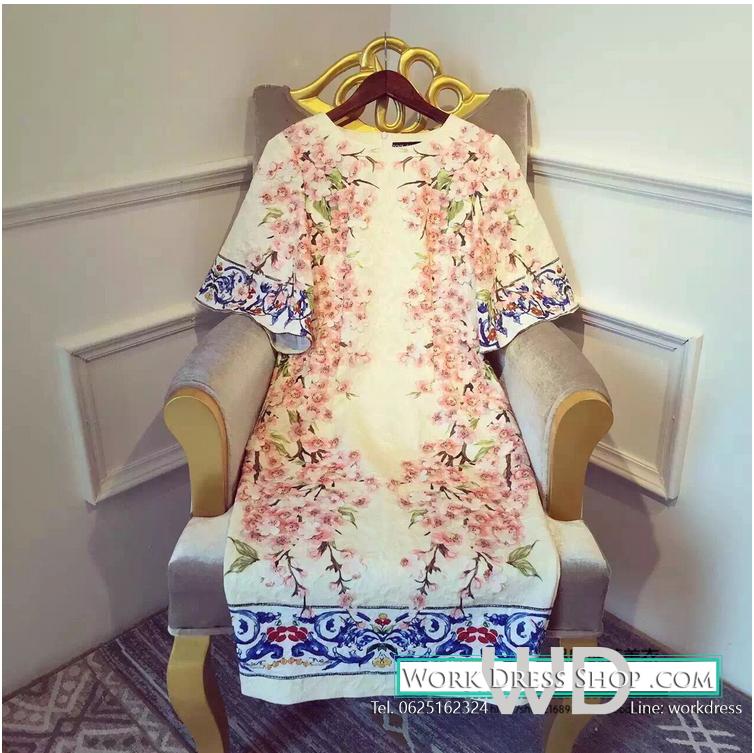พร้อมส่ง ชุดทำงาน เดรสสุดหรู สไตล์ D&G งานพิมพ์