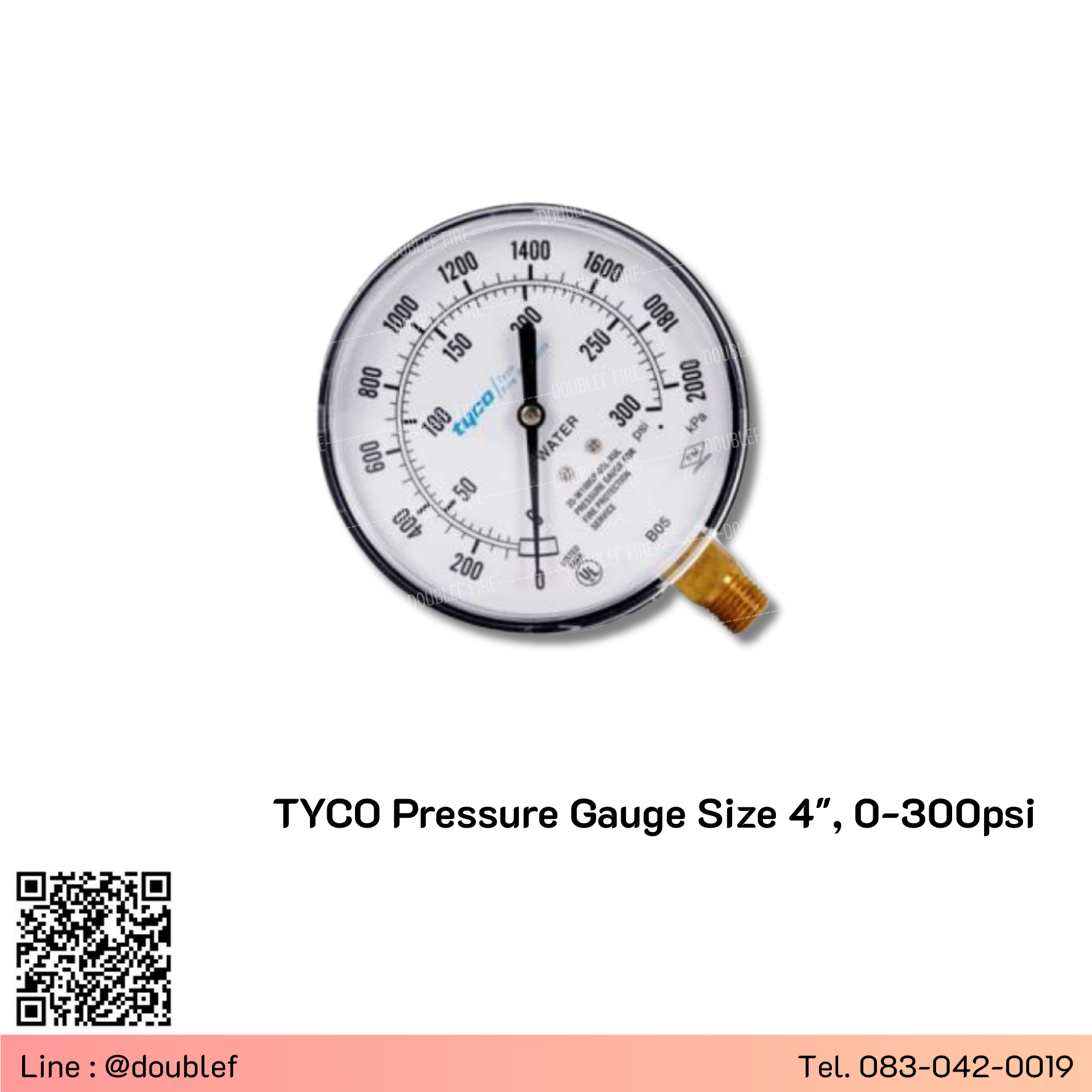 เกจวัดแรงดัน Pressure Gauge ขนาด 4" 0-300 psi. ยี่ห้อ TYCO มาตรฐาน UL / FM