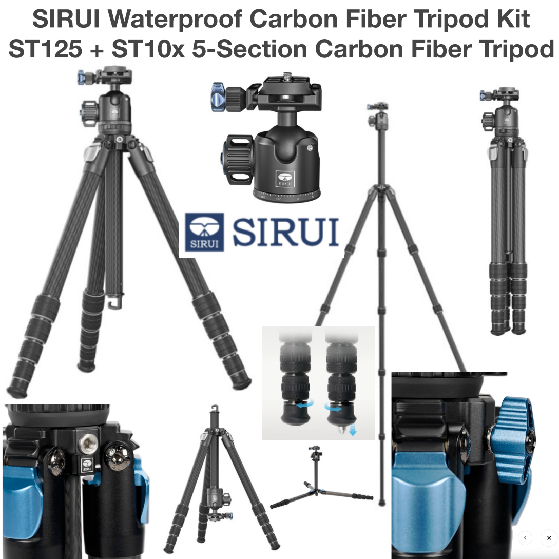 SIRUI Waterproof Carbon Fiber Tripod Kit ST125 + ST10x ballhead 5-Section