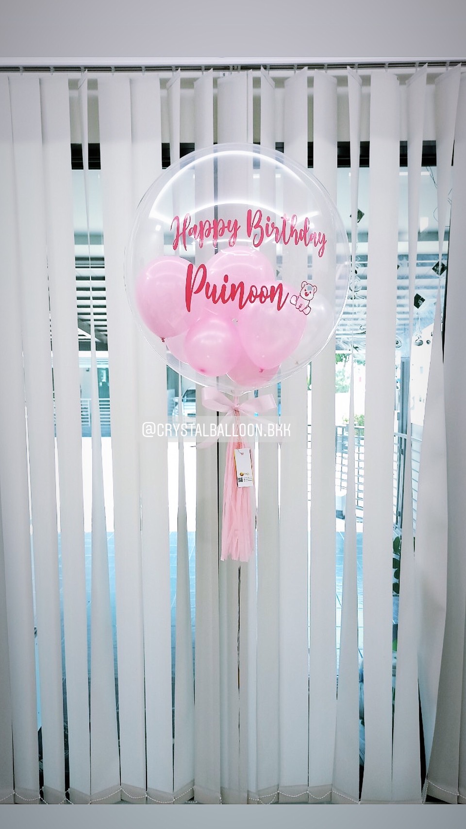 ลูกโป่ง วันเกิด Bubble USA ขนาด 24" สีชมพู พร้อมตกแต่ง สามารถเปลี่ยนสีลูกโป่ง/ข้อความได้