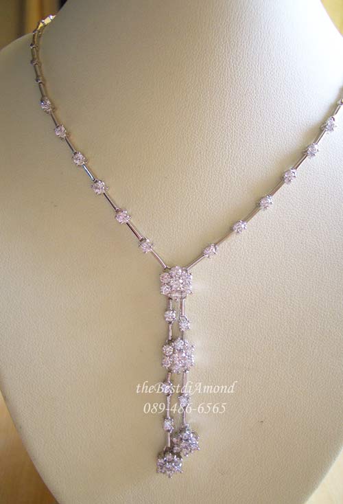 BN019RD+++สร้อยเพชร4 Flowers++สร้อยเพชรรูปดอกไม้ งานModern น่ารักมากๆ ใส่แล้วดูดี เพชรแวววาวสวย ใส่ออกงานได้สบาย