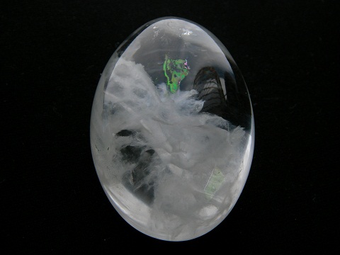 QU0005 QUARTZ โป่งข่ามแก้วใส แก้วพิรุณหมอก ปุยเมฆขาว เนื้อแก้วในสะอาดใหญ่พิเศษ size 49 x 34 x 20 mm. พม่า