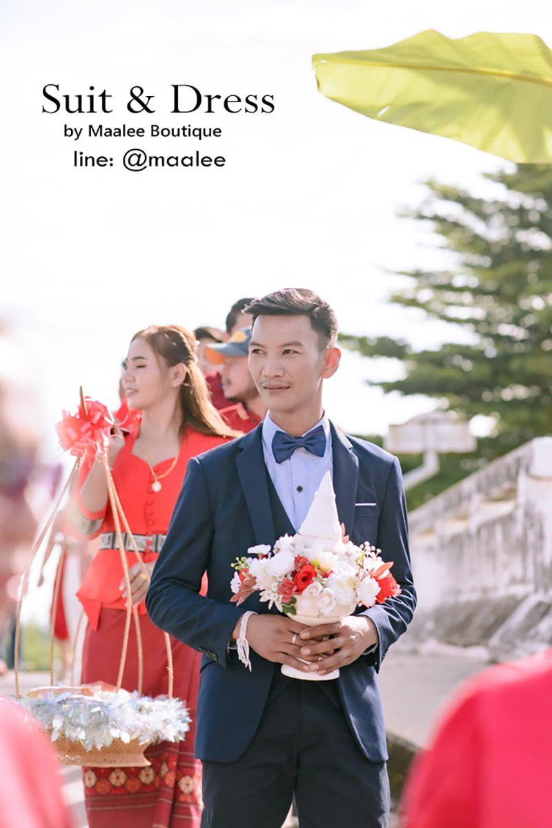 พร้อมเช่า ชุดสูทชาย สีน้ำเงินกรมท่า แบบเนี๊ยบ งานเกรดเจ้าบ่าว