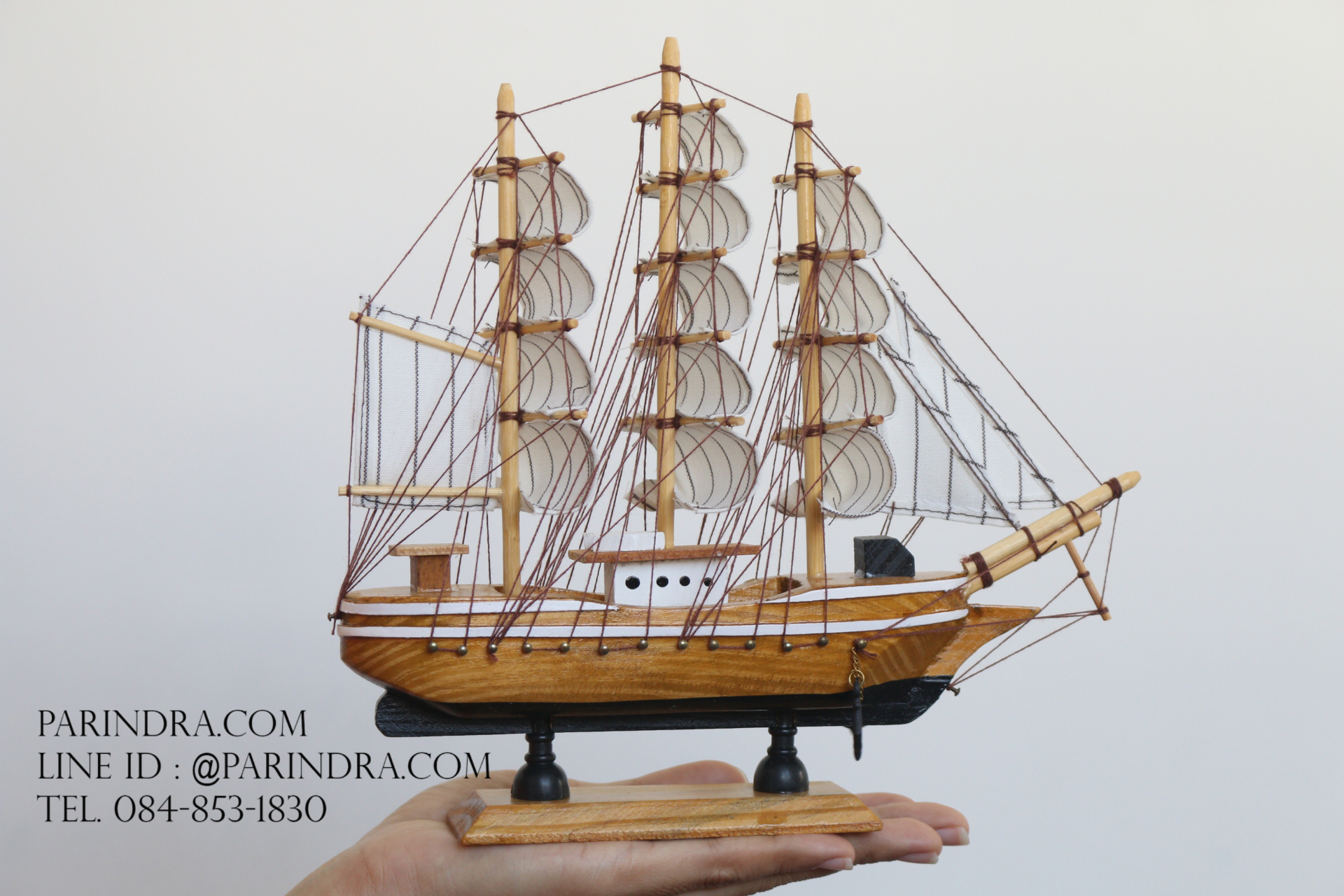โมเดลเรือสำเภาไม้ขนาด 9.5 นิ้ว แต่งโต๊ะทำงาน สำหรับการตกแต่งบ้านและร้านค้าทั่วไป No.2