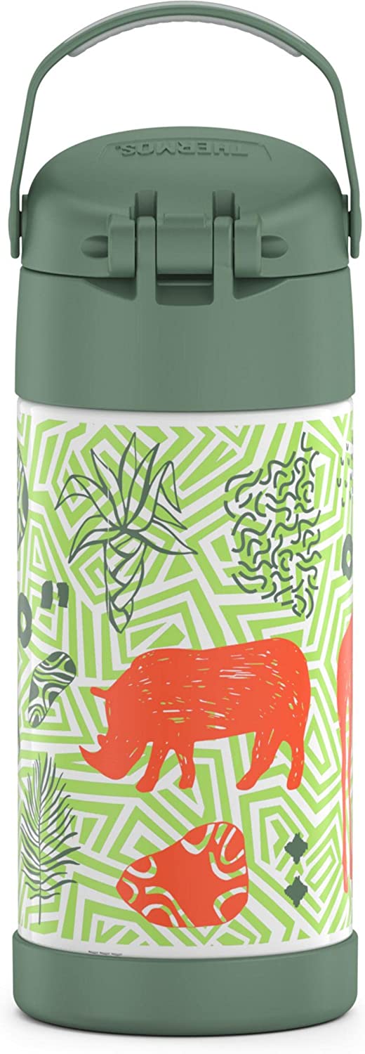 กระติกดูดน้ำแตนเลสหุ้มฉนวนสุญญากาศยี่ห้อ Thermos ของแท้ขนาด 12 ออนซ์ ลาย Jungle Kingdom