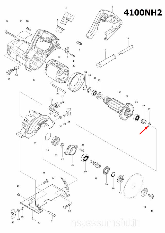 แหวนล็อค S-6 จิ๊กซอว์ Makita 4324 [#37], 4329 [#38], 9523NB [#5], 4100NH2 [#27] Pn.961002-0 (แท้) ##(*)