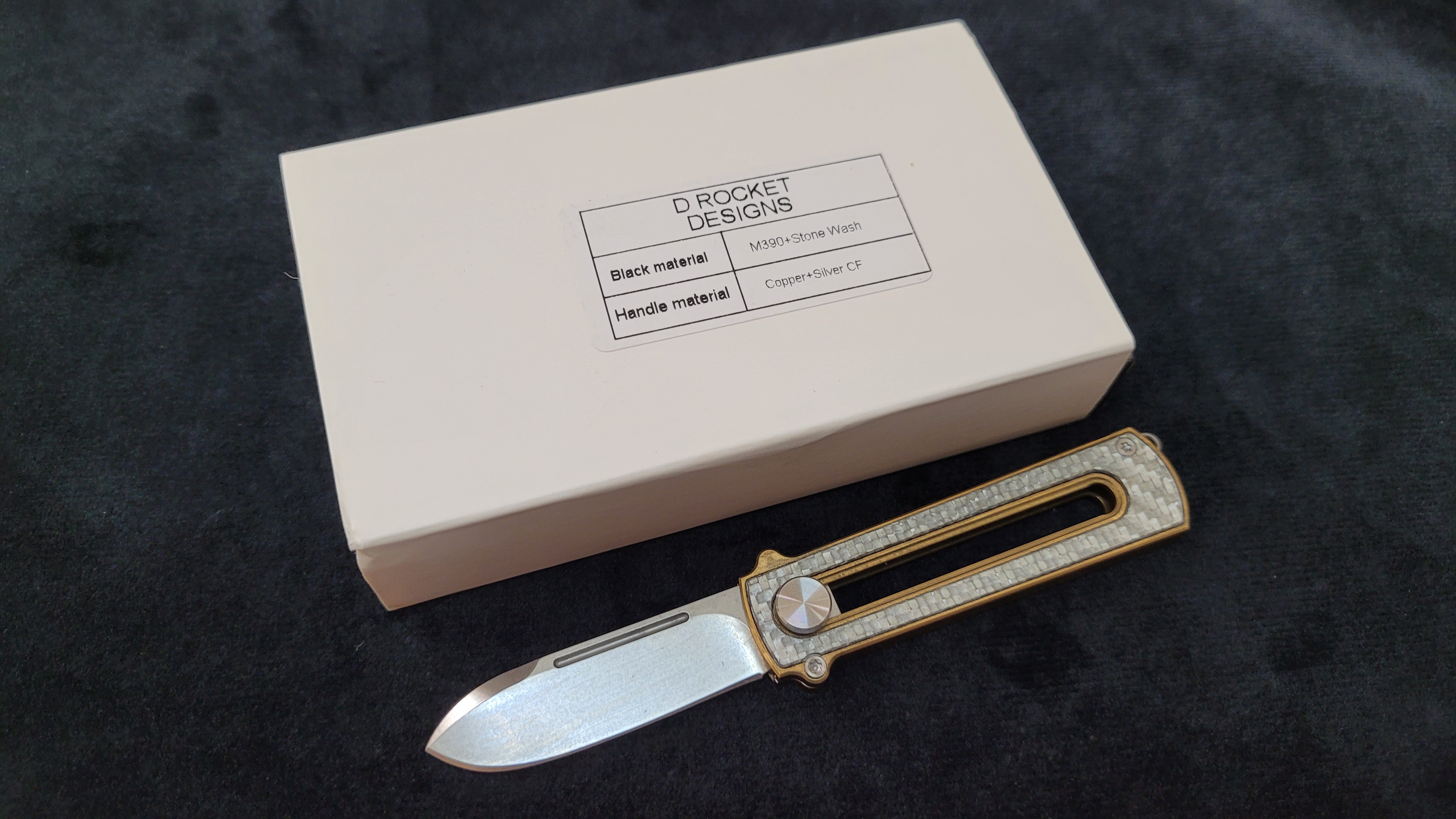 Al Br BarloX with M390 Blade-for a short time Dealer's Cost Silver Carbon Fiber Stonewash Blade