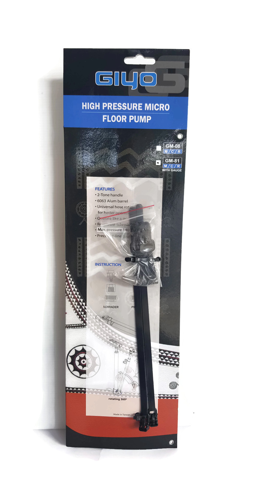 ที่สูบลม ยี่ห้อ GIYO ,GM-81 จากไต้หวัน แบบพกพา 140 PSI.สูบได้ทั้งจุ๊บเล็กและจุ๊บใหญ่