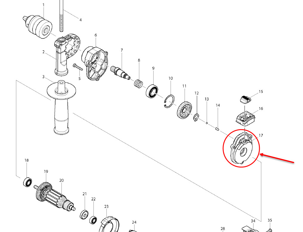 ฝาเฟือง อลูมิเนียม สว่าน มาคเทค- Maktec MT817 [#17] Pn.141899-5(แท้)