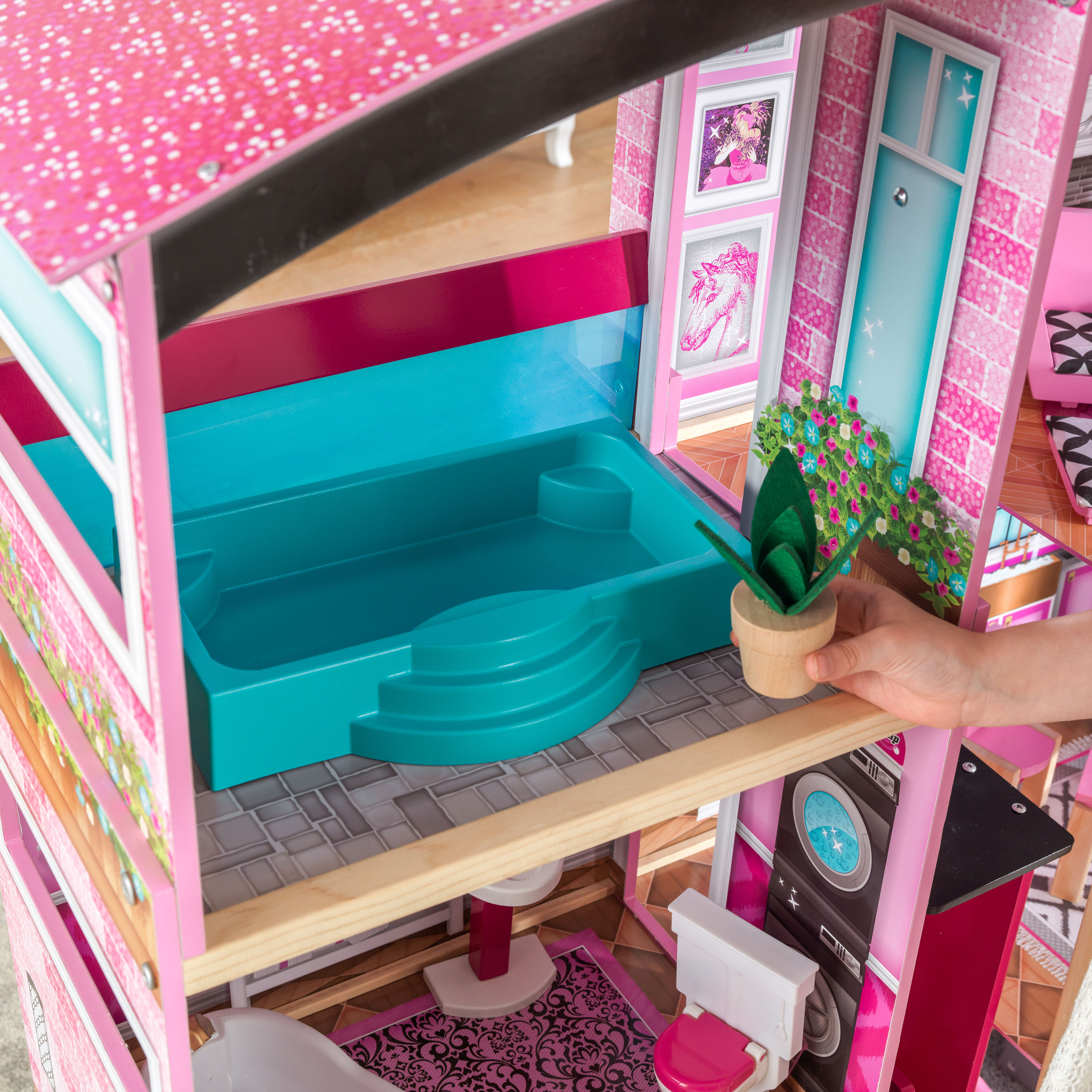 KidKraft Shimmer Mansion Dollhouse บ้านตุ๊กตา คิดคราฟ ชิมเมอร์แมนชั่น หลังใหญ่ มีเสียงและไฟเวลาเล่น