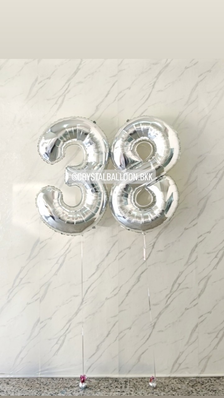 ลูกโป่ง วันเกิด ฟอยล์ตัวเลข ขนาด 40" 2 ชิ้น พร้อมตกแต่ง สามารถเปลี่ยนสี-ฟอยล์ตัวเลขได้