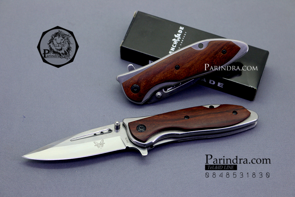 มีดพับ BenchMade สี เงินเงา ด้ามฝังไม้ รุ่น DA76 (OEM)