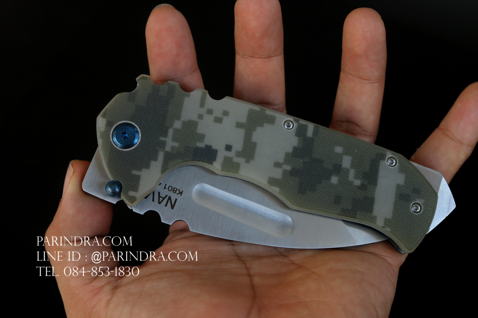 มีดพับ Navy รุ่น K801C สีเขียวทหาร ด้าม G10 ทรงสวย ของแท้ 100% ใหม่ หมุดน้ำเงิน