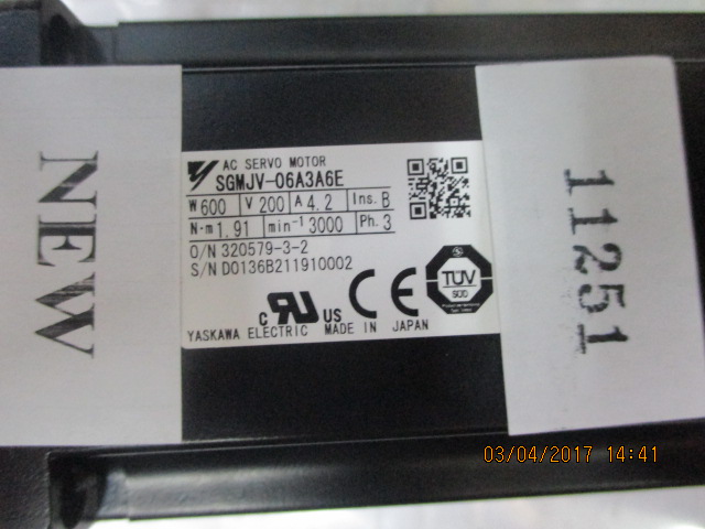 SGMJV-06A3A6E SERVO MOTOR " YASKAWA "