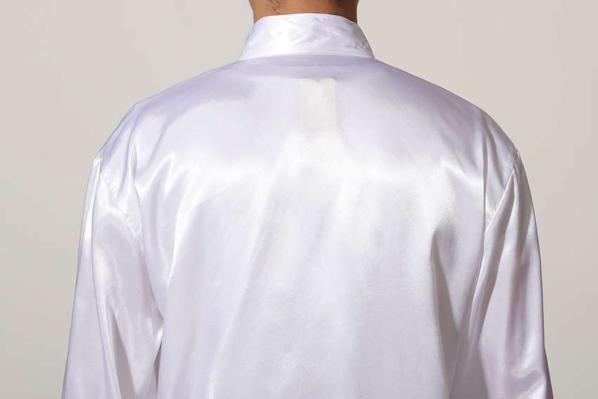 Preorder ชุดจีนชาย แขนยาวผ้าแพร สีขาว ขาจั๊ม