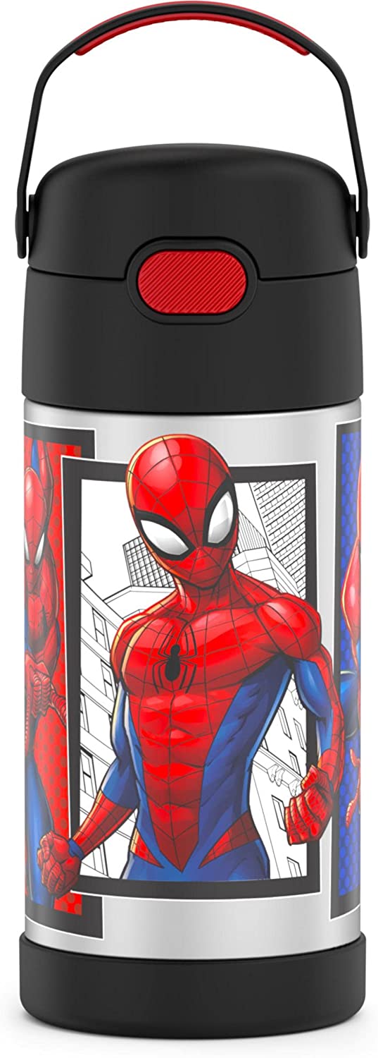กระติกดูดน้ำแตนเลสหุ้มฉนวนสุญญากาศยี่ห้อ Thermos ของแท้ขนาด 12 ออนซ์ ลาย Spider-Man 2