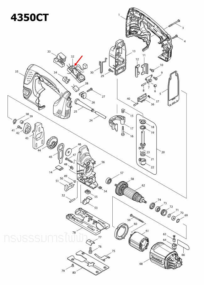CONTROLLER เลื่อยจิ๊กซอร์ Makita มากีต้า 4350CT [#32] Pn.631768-3 (แท้) ##